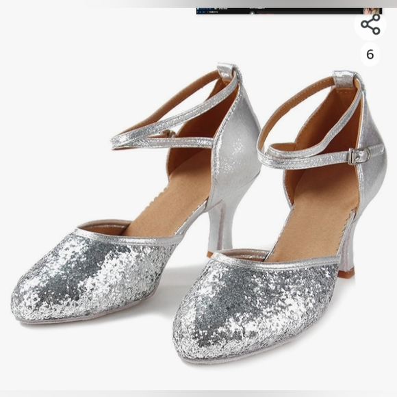 Gray Sequin Prom Shoes - Picture 1 of 4